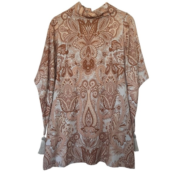 Novella Royale peach paisley Hermosa mini dress size xs tassels festival boho - Picture 4 of 12